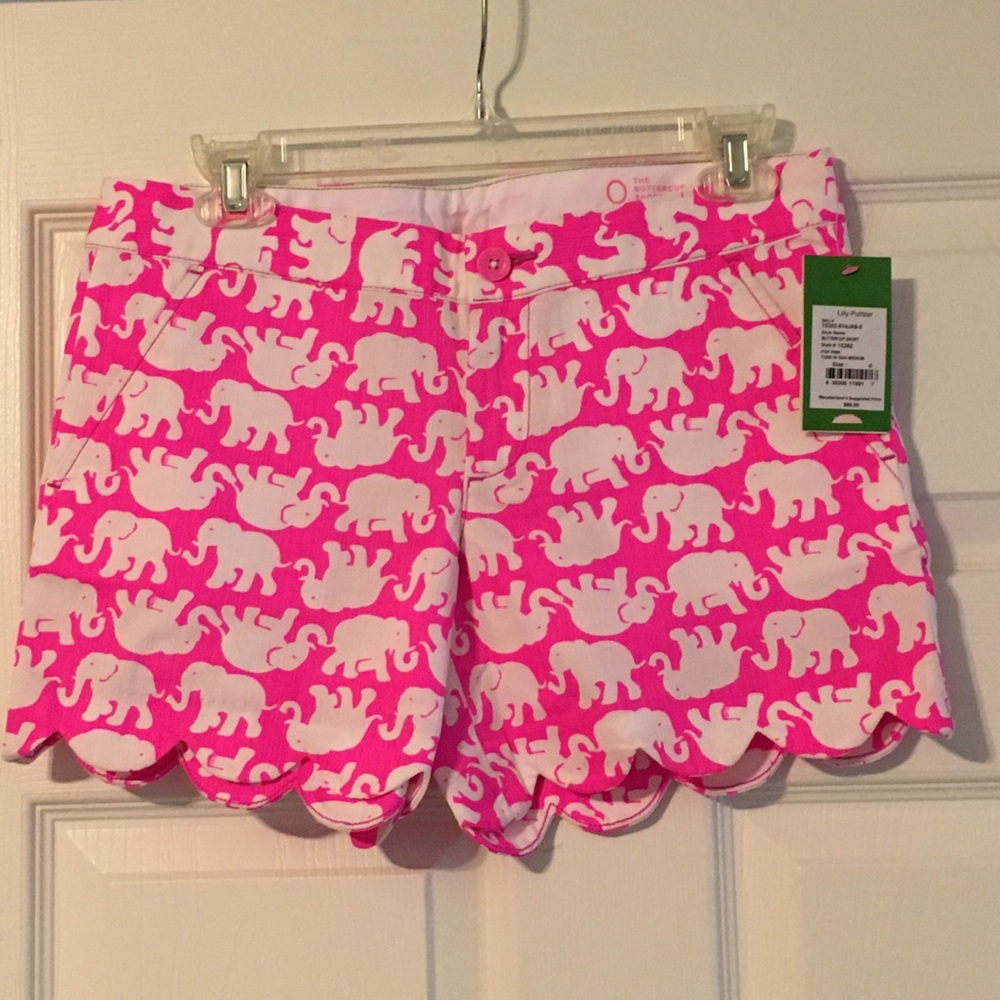 New Lilly Pulitzer Buttercup Shorts Pink Tusk in Sun 0 Elephants